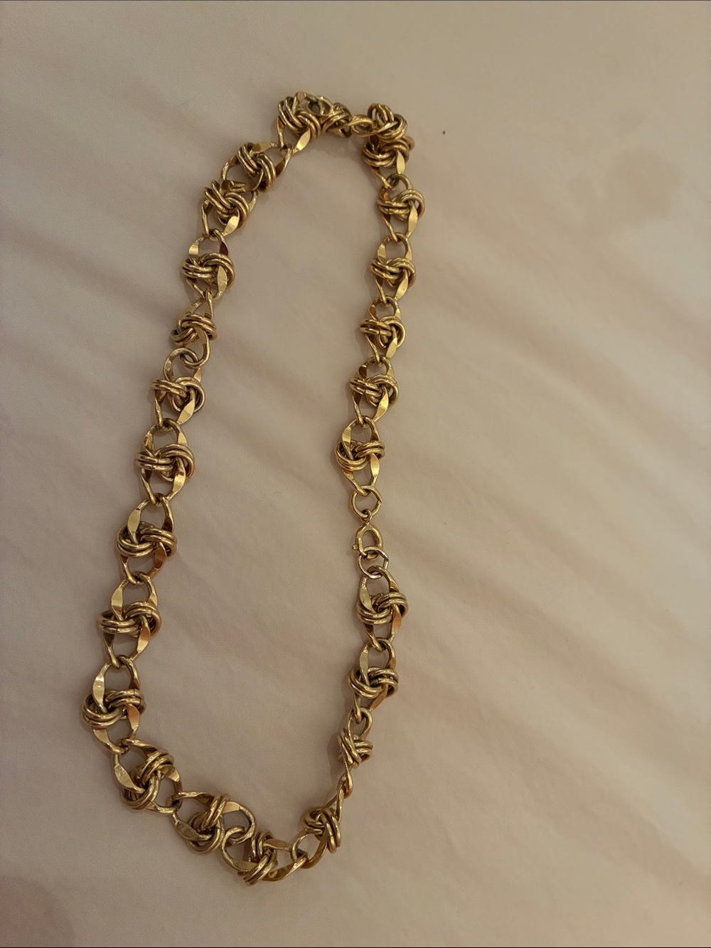14k Solid Gold Knot Link Necklace - Women Jewelry